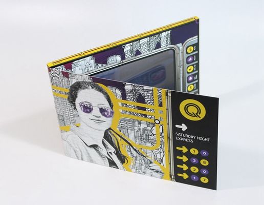 Brochure visuelle en vrac d'affichage à cristaux liquides de papier d'imprimerie pour annoncer/calibre de taille pouce A5 de promotion/vente 7