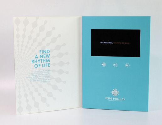 Carte visuelle s'ouvrante rechargeable de brochure d'affichage à cristaux liquides de Veremonies avec l'écran/port USB de TFT