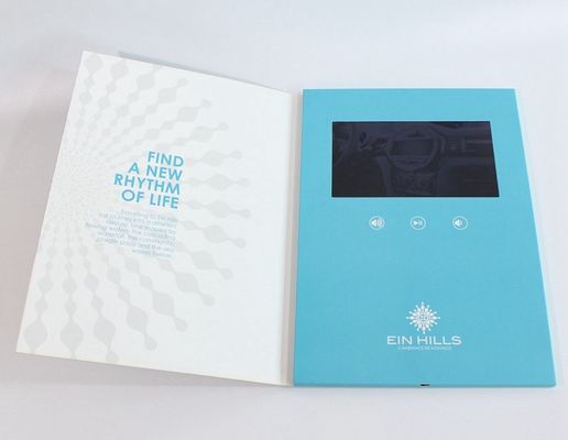 Carte visuelle s'ouvrante rechargeable de brochure d'affichage à cristaux liquides de Veremonies avec l'écran/port USB de TFT