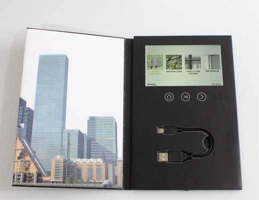 Vidéo DANS la carte visuelle faite main de brochure d'affichage à cristaux liquides de page multi de pouce HD 2GB du dossier 7 pour le cadeau d'affaires