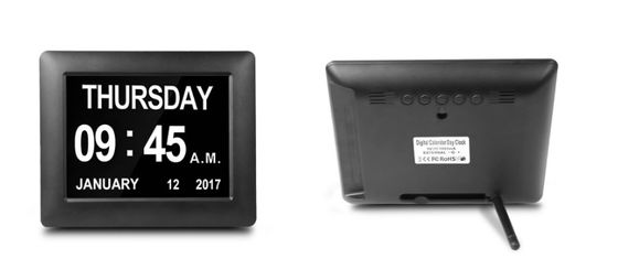 Extra Large Impaired Vision Digital Day Clock 8 Inch LCD Screen ABS Plastic Material