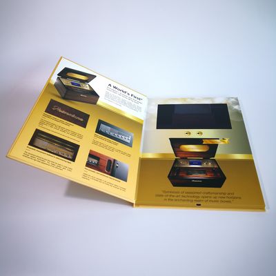 Smart Video Brochure HD Screen Inserted A5 Portrait Folder Size 350gsm Paper Material