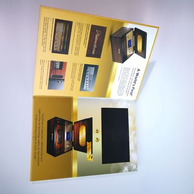 Smart Video Brochure HD Screen Inserted A5 Portrait Folder Size 350gsm Paper Material