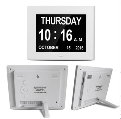 8 adaptateur blanc électronique de l'horloge de jour d'alarme de calendrier perpétuel de brochure de pouce de bureau visuel de la carte LED Digital Color/UL/extra l