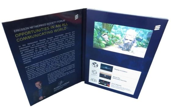 Brochure visuelle d'affichage à cristaux liquides de multimédia électroniques, livret visuel automatique pour des affaires