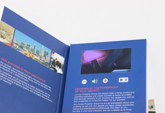 4,3" cartes de visite professionnelle de visite visuelles rechargeables de livre cartonné pour les affaires promotionnelles, 2G/4G/8G
