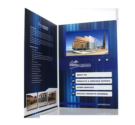 7 inch screen Video Postcard with swich buttons , video business cards with Sound speakers