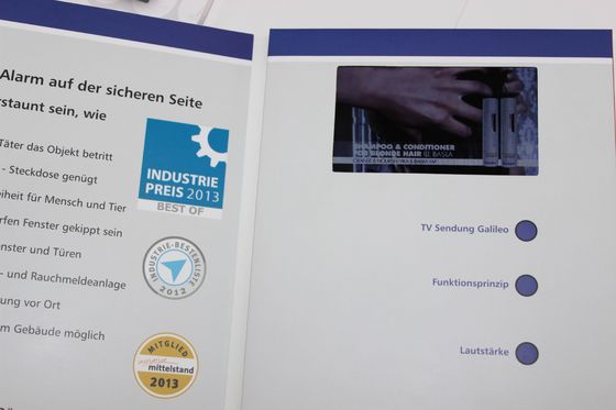 cartes de visite professionnelle de visite visuelles d'affichage à cristaux liquides de taille de pixel de 480*272mm, taille adaptée aux besoins du client de brochure
