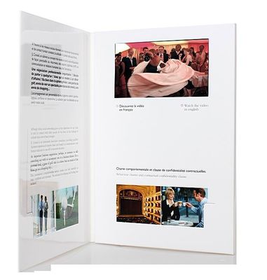 carte visuelle de brochure d'affichage à cristaux liquides de cadeau de fastivel/affaires avec le câble d'USB, livre de secousse - vidéo