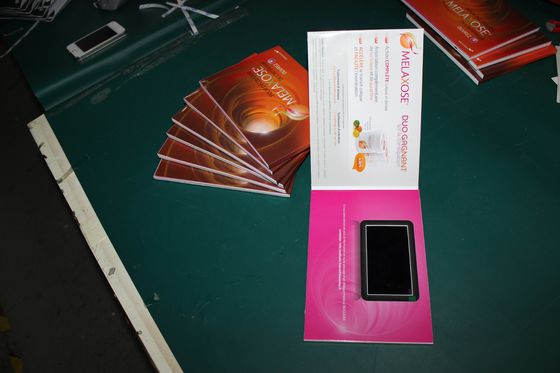 Four color printed Video In Print Brochure with TFT screen / USB port , video business card