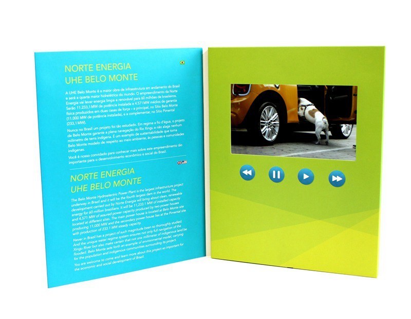 Brochure visuelle numérique de pleines couleurs de batterie rechargeable pour le cadeau, 1,8 - 7"