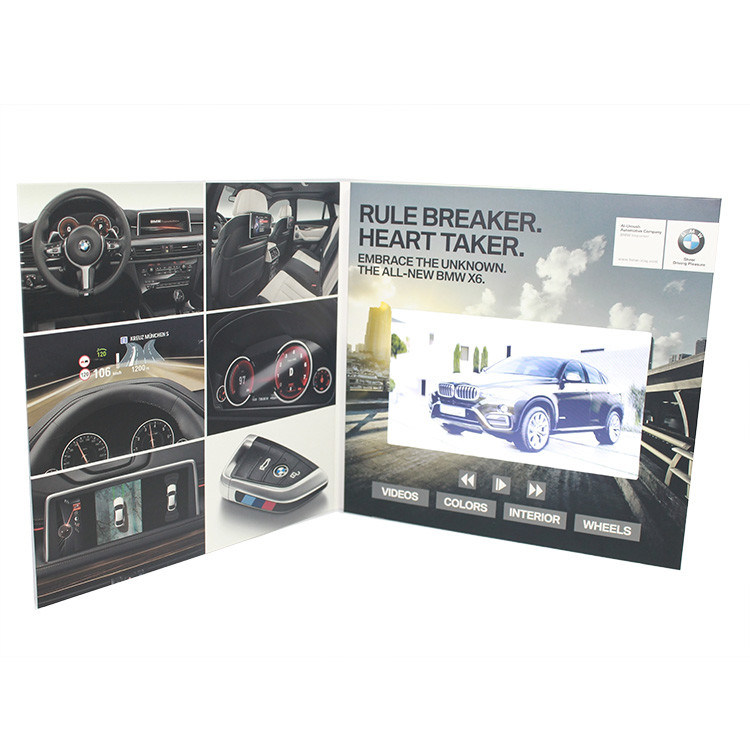 Brochure visuelle adaptée aux besoins du client visuelle d'affichage à cristaux liquides de carte de livre de salutation de cadeau de promotion de 2018 VIF pour le client