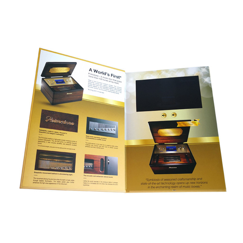 Smart Video Brochure HD Screen Inserted A5 Portrait Folder Size 350gsm Paper Material