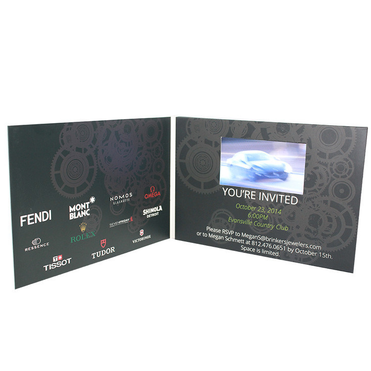 Custom 5 Inch LCD Screen 90*50mm Video Greeting Card With 2G Memory