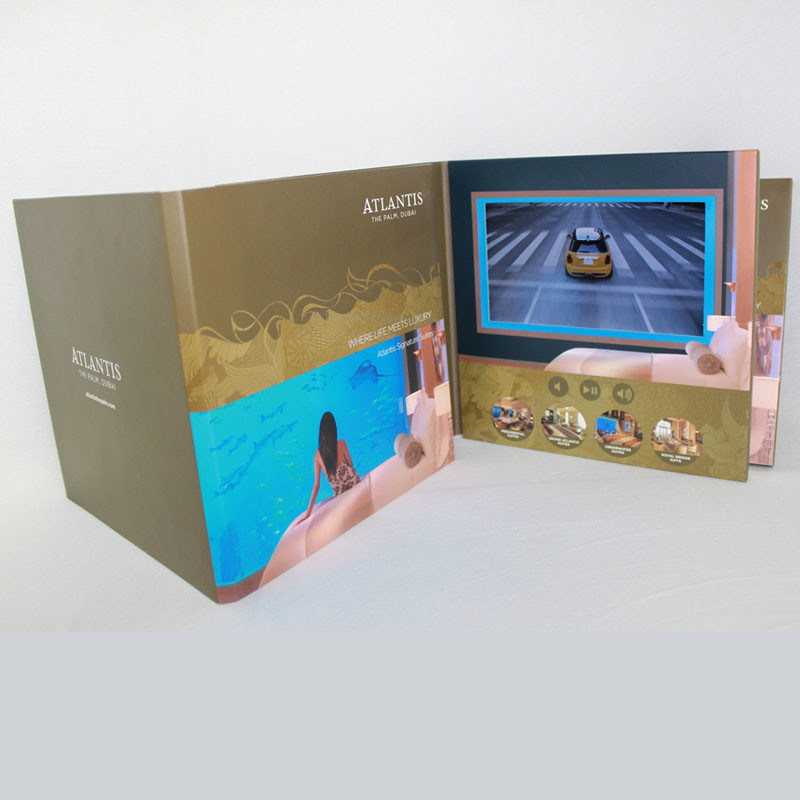 vidéo audio d'écran tactile de l'affichage à cristaux liquides 3D dans la carte de voeux de la brochure HD d'impression pour des affaires