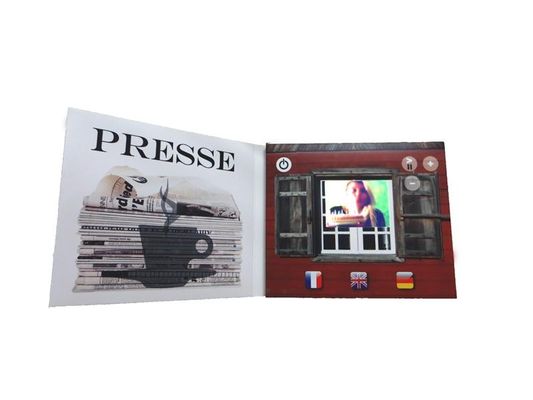 CMYK printing customized lcd video mailer , USB downlaoding video booklet