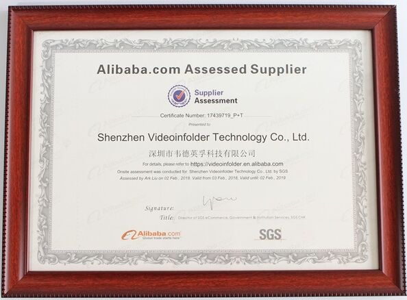 ประเทศจีน Shenzhen Videoinfolder Technology Co., Ltd. รับรอง